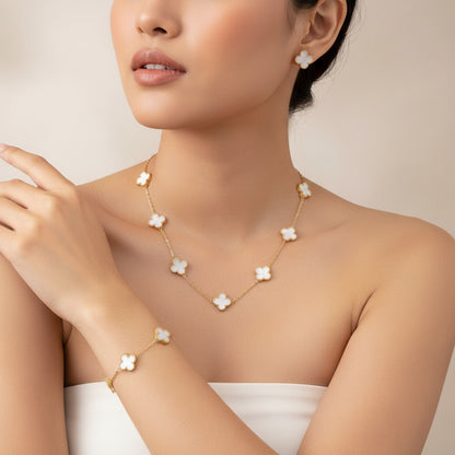 Elegant Flower Jewelry Set – 18K Gold Plated Titanium Steel