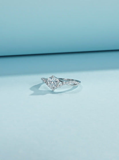 .5ct Moissanite 925 Sterling Silver  Round Brilliant Rings, Rhodium Plated, GRA Certified