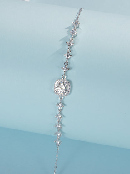 0.8Ct Moissanite 925 Sterling Silver Round Cut Bracelets ;Rhodium Plated, GRA Certified