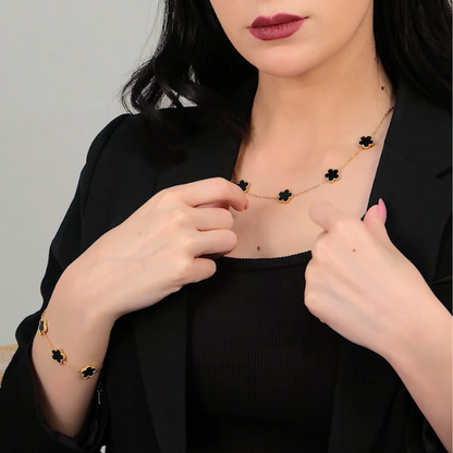 Elegant Flower Jewelry Set – 18K Gold Plated Titanium Steel