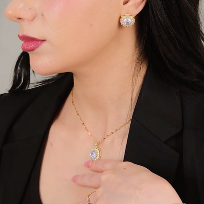 Elegant Geometric Jewelry Set – 18K Gold Plated 316 Stainless Steel